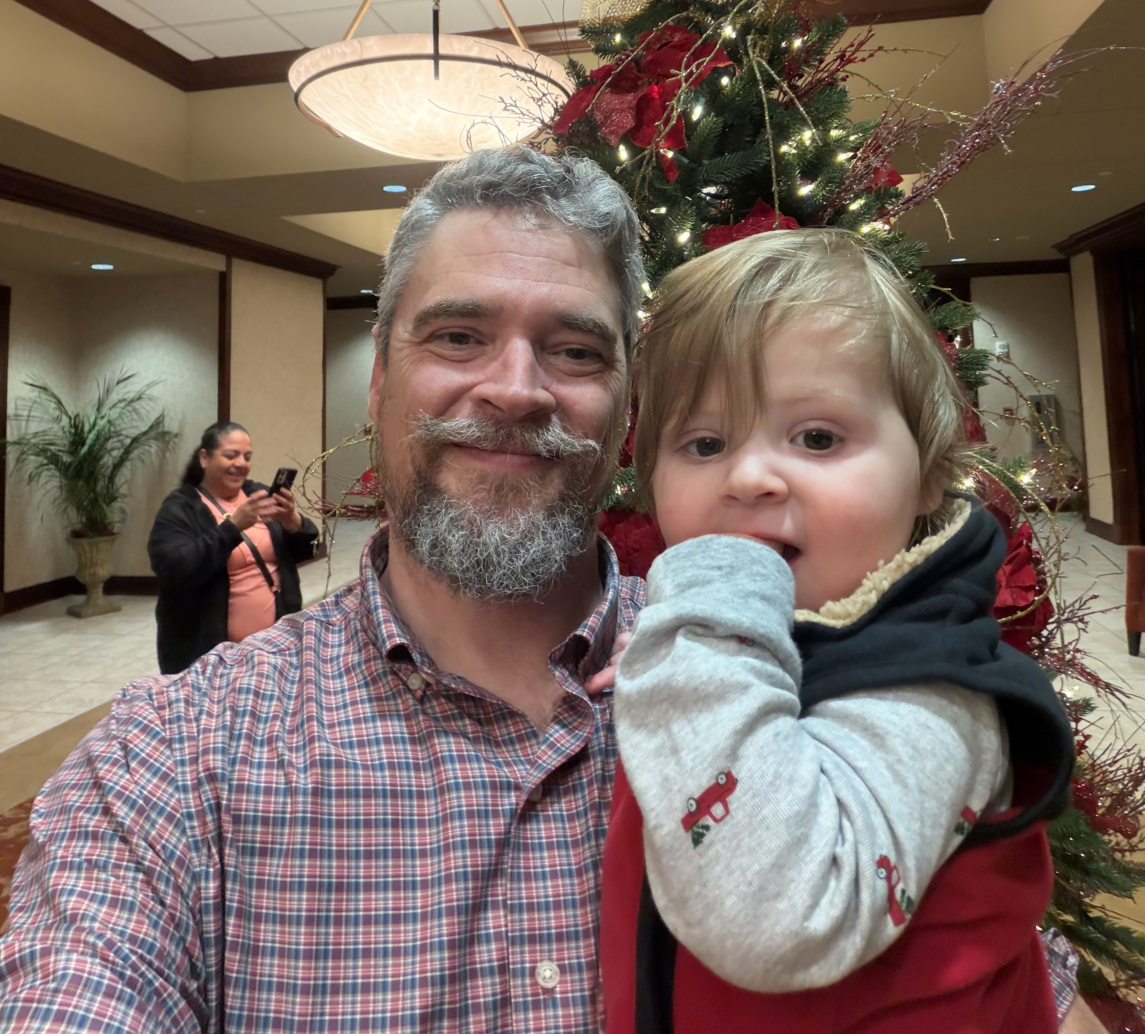 Spencer Stone and his youngest child at Christmas